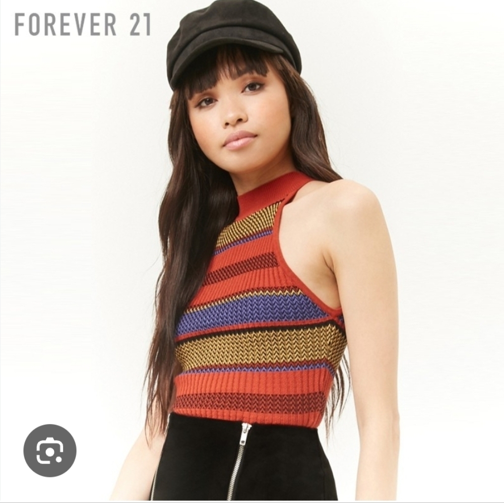 FOREVER 21 HIGH NECK SLEEVELESS SWEATER TOP 1X